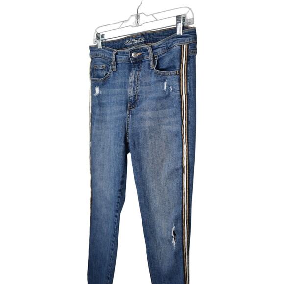 Wild Fable Womens Distressed Skinny Jeans Side Stripes Size 10 High Rise Retro - Picture 5 of 7